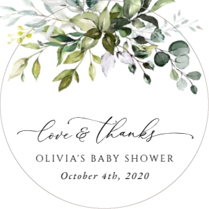 Eucalyptus Baby Shower Cirlce Favor Tags, Gift Tags, Printable File, SH200: Eucalyptus Leaves and Greenery Baby Shower Mini Bundle