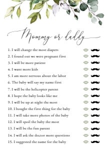Eucalyptus Leaves and Greenery Baby Shower Set of 3 Games design preview