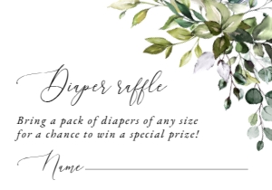 Eucalyptus Diaper Raffle, Baby Shower Stationery, Printable File, SH200: Eucalyptus Leaves and Greenery Baby Shower Mini Bundle