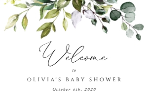Eucalyptus Welcome Sign, Baby Shower Sign, Printable File, SH200, 24x36: Eucalyptus Leaves and Greenery Baby Shower Mini Bundle