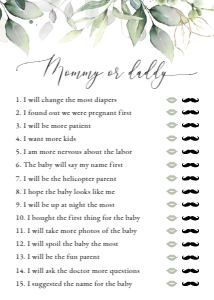 Eucalyptus Leaves and Greenery Baby Shower Set of 3 Games design preview