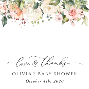 Pink, Orange and White Flowers Baby Shower Square Favor Tags, Gift Tags, Printable File, SH204: Pink, Orange and White Flowers Baby Shower Favor Tags
