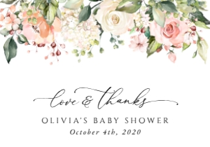 Pink, Orange and White Flowers Baby Shower Thank You Card design preview