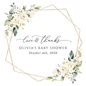 Cream White Flowers Baby Shower Favor Tags design preview