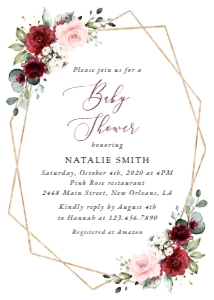 Burgundy and Blush Pink Flowers Baby Shower Mini Bundle design preview