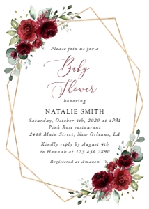 Burgundy Red Flowers Baby Shower Mini Bundle - Party Items design preview