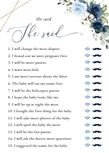 Navy and Blue Flowers Baby Shower Games Bundle - Set of 3 Games design preview