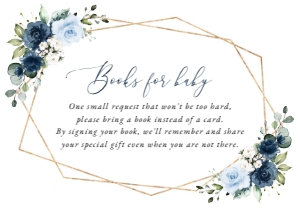 Navy and Blue Flowers Books For Baby, Baby Shower Stationery, Printable File, SH216: Navy and Blue Flowers Baby Shower Mini Bundle - Party Items