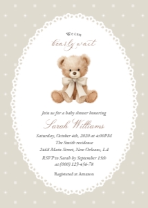 Teddy Bear and Beige Polka Dots Baby Shower Mini Bundle design preview