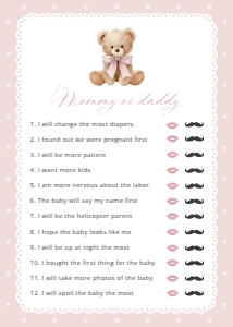 Teddy Bear, Pink Polka Dots Baby Shower Games, Girl Baby Shower, Printable File, SH218: Teddy Bear and Pink Polka Dots Baby Shower Mini Bundle