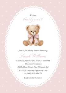 Teddy Bear and Pink Polka Dots Baby Shower Invitation Suite design preview