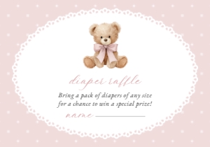 Teddy Bear, Pink Polka Dots Diaper Raffle, Girl Baby Shower, Printable File, SH218: Teddy Bear and Pink Polka Dots Baby Shower Mini Bundle