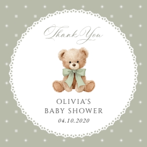 Teddy Bear and Green Polka Dots Baby Shower Favor Tags design preview