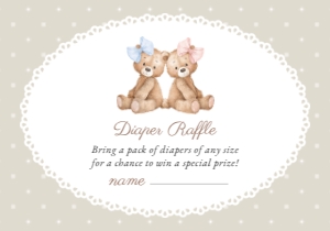 Teddy Bear, Beige Polka Dots Diaper Raffle, Gender Reveal, Printable File, SH225: Teddy Bear and Beige Polka Dots Gender Reveal Mini Bundle