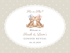 Teddy Bear, Beige Polka Dots Welcome Sign, Gender Reveal, Printable File, SH225, 18x24: Teddy Bear and Beige Polka Dots Gender Reveal Mini Bundle