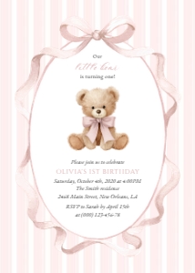 Teddy Bear and Pink Stripes First Birthday Mini Bundle design preview