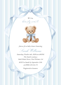 Teddy Bear and Blue Stripes Baby Shower Mini Bundle design preview
