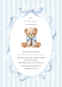 Teddy Bear and Blue Stripes First Birthday Mini Bundle design preview