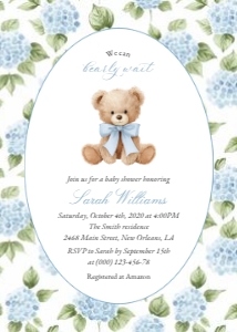 Baby Bear and Blue Flowers Baby Shower Mini Bundle design preview