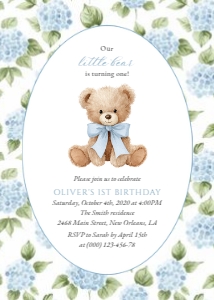 Baby Bear and Blue Flowers First Birthday Mini Bundle design preview