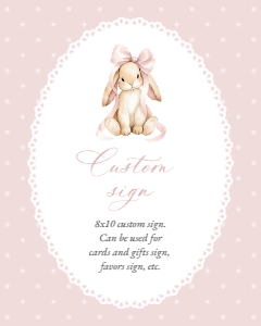 Cute Bunny and Pink Polka Dots Custom Sign - Baby Shower Sign design preview
