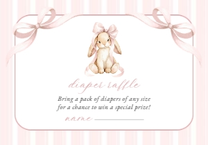 Bunny, Pink Stripes Diaper Raffle, Girl Baby Shower, Printable File, SH247: Cute Bunny and Pink Stripes Baby Shower Mini Bundle