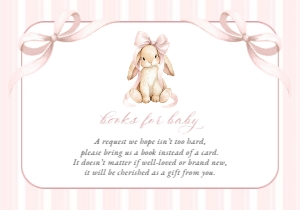 Bunny, Pink Stripes Books For Baby, Girl Baby Shower, Printable File, SH247: Cute Bunny and Pink Stripes Baby Shower Mini Bundle