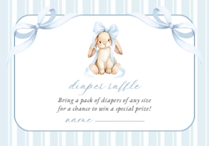 Bunny, Blue Stripes Diaper Raffle, Boy Baby Shower, Printable File, SH249: Cute Bunny and Blue Stripes Baby Shower Mini Bundle