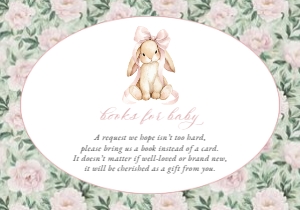 Bunny, Pink Flowers Books For Baby, Girl Baby Shower, Printable File, SH255: Cute Bunny and Pink Flowers Baby Shower Mini Bundle