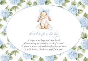 Baby Bunny, Blue Flowers Books For Baby, Boy Baby Shower, Printable File, SH259: Baby Bunny and Blue Flowers Baby Shower Invitation Suite