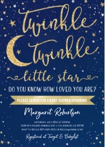 Twinkle twinkle little star baby shower invitation navy design preview