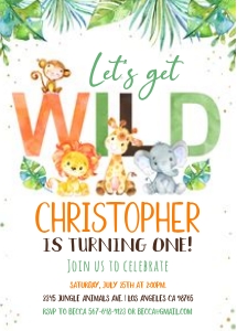 036 Safari birthday invitation: Safari birthday invitation - Lets get wild