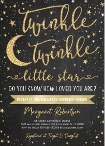 061 Twinkle twinkle little star baby shower invitation gender neutral: Twinkle twinkle little star baby shower invitation gender neutral