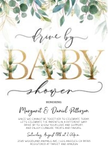 Drive by baby shower Greenery design preview