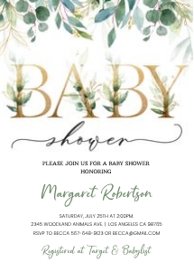 Greenery baby shower invitation design preview