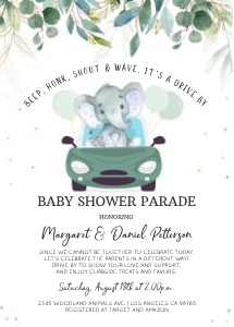 Drive by baby shower Elephant 1 design preview