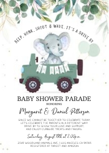 Drive by baby shower Elephant 2 design preview