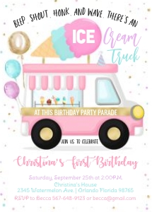 Ice cream truck invitation design preview