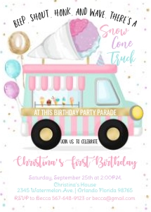 Snow cone invitation design preview