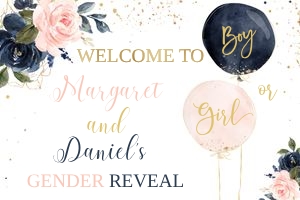 015-J Gender reveal navy and pink sign 36x24: Gender reveal navy and pink sign 16x20