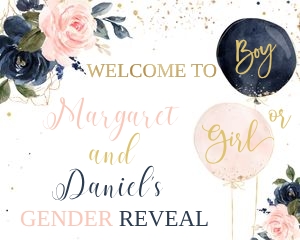 015-H Gender reveal navy and pink sign 16x20: Gender reveal navy and pink sign 16x20