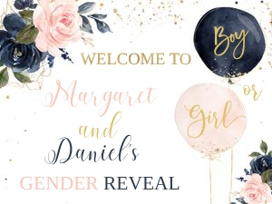 015-I Gender reveal navy and pink sign 24x18: Gender reveal navy and pink sign 16x20