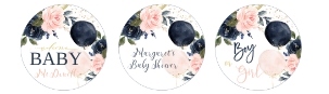015-G Gender neutral navy and pink cupcake toppers: Gender neutral navy and pink cupcake toppers