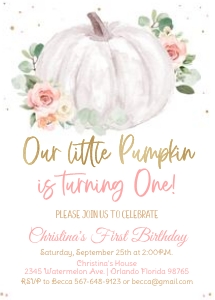 PB3 - Pumpkin birthday invitation design preview