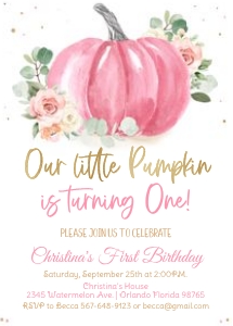 PB4 - Pumpkin birthday invitation design preview