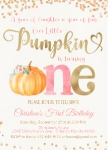 PONE1 - Pumpkin birthday invitation design preview