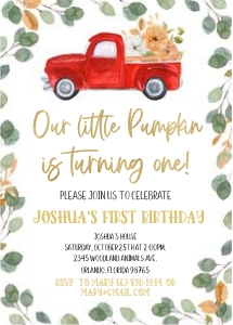 PTB1 - Pumpkin baby shower invitation design preview