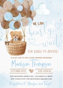 TB2 - Teddy bear baby shower invitation design preview