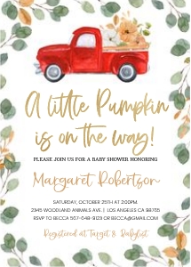 PT1 - Pumpkin baby shower invitation: PT1 - Pumpkin baby shower invitation