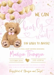 TB5 - Teddy bear baby shower invitation design preview